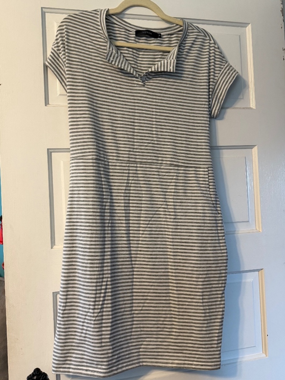 ZESICA Striped Polo T-Shirt Dress